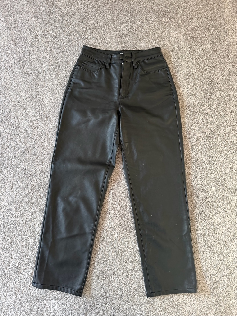 High-Rise Black Faux Leather Jeans for Women